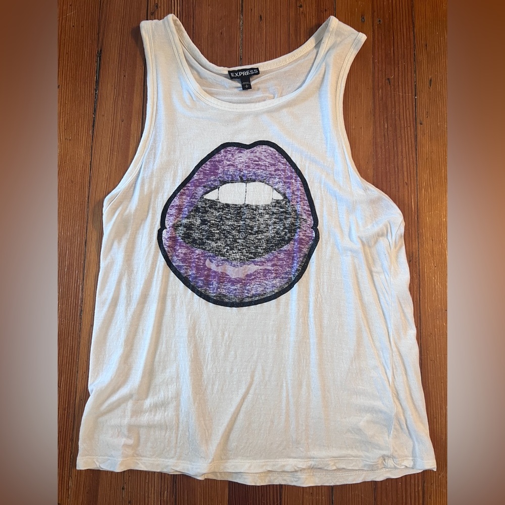 Express Purple Lips Graphic Tank